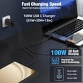 thumbnail image 4 of 65W 3-Port Super Fast Charger Type C, PD USB C Charger Block, 4-Pack Braided USB C Cables (3/6/6/10FT), Multi Port Charging Cord for iPhone 17/16/15, Samsung Galaxy S26 Ultra/S26,Laptops-Black Case, 4 of 9