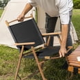 thumbnail image 5 of 54.5*58*73.5cm Large Aluminum Frame 600D Khaki Oxford Fabric Loading 100kg Imitation Wood Grain Spray Paint Camping Chair Black, 5 of 7