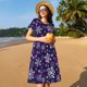 thumbnail image 4 of Balery Christmas Purple Snowflakes Vestidos sueltos de manga corta para mujer, vestidos de verano 2025, vestidos casuales de corte A con vuelo., 4 of 6
