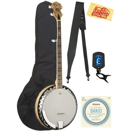 Oscar Schmidt OB5SP 5-String Banjo - Spalted Maple Bundle with Gig Bag, Strings, Tuner, Strap, and Austin Bazaar Polishing Cloth
