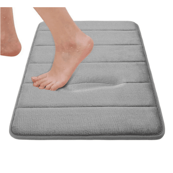WPM'S Incredibly Soft and Absorbent Memory Foam Bath Mat, 17 By 24-inch (Grey)