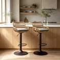 thumbnail image 2 of Villeston Rattan Bar Stools Set of 4,Adjustable Height 360 Swivel Low Back Stools with Footrest Breathable Linen Cushions,Gray, 2 of 6