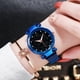 thumbnail image 4 of Bearachild Reloj de cielo estrellado para mujer, correa de malla, reloj de para novia analógico de cuarzo, regalo de vacaciones Relojes inteligentes azul, 4 of 6