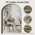 thumbnail image 2 of AFO Upholstered Accent Chair with Solid Wood Frame, Modern Leather Living Room Chair for Bedroom, Apartment, Balcony,Olive, 2 of 6