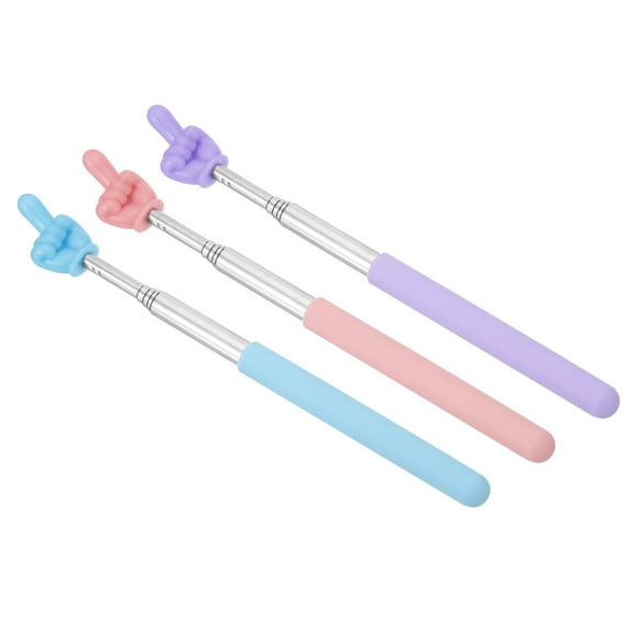 Uxcell Telescopic Teachers Pointer Stick, 3 Pcs WhiteBoard Teacher Hand Finger Pointer, Blue Pink Purple Style1