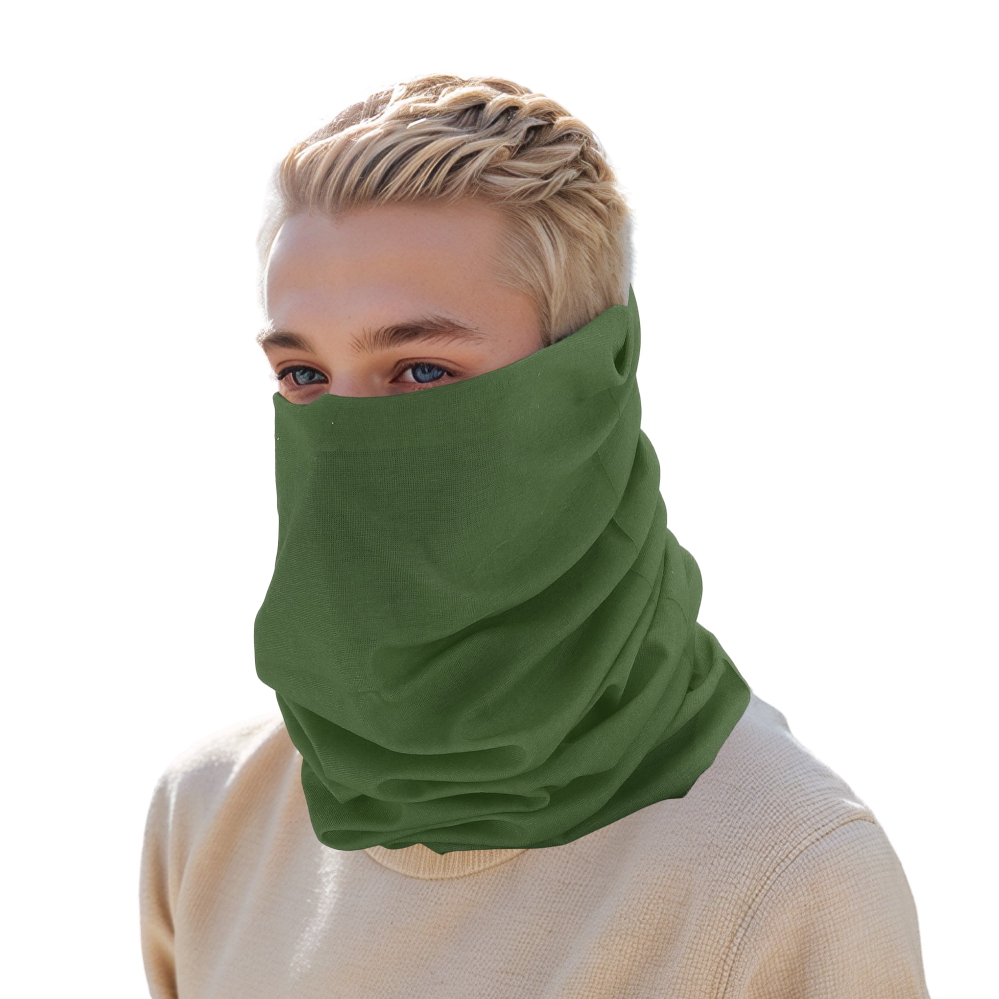 Unique Bargains Multi-function Face Scarf Mask 1 Pc Deep Green