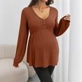 thumbnail image 2 of Eltusu Women Maternity Long Sleeve Tops, V-Neck Solid Color Pullover Comfort Pregnancy Clothes Brown Size L, 2 of 6