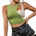 thumbnail image 3 of Top de Entrenamiento Asimétrico con Cuello Recortado y Diseño Acanalado en Bloques de Color para Mujer Verde M, 3 of 9
