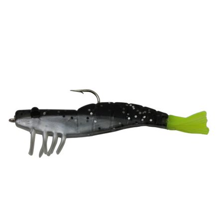 - H&H 3pk TKO Shrimp Lure, Salt and Pepper/Chartreuse
