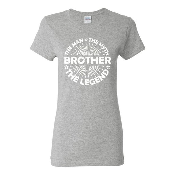 Wild Bobby, Brother Man Myth Legend Funny Dad, Father's Day, Women Graphic Tee, Heather Grey, Large
