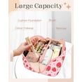 thumbnail image 6 of Gemfits Makeup Bag Travel Cosmetic Bag Make Up Bags Cute Women Girl Large Capacity Big Medium Leather Aesthetic Foldable Open Flat Zip, Strawberry, 6 of 6