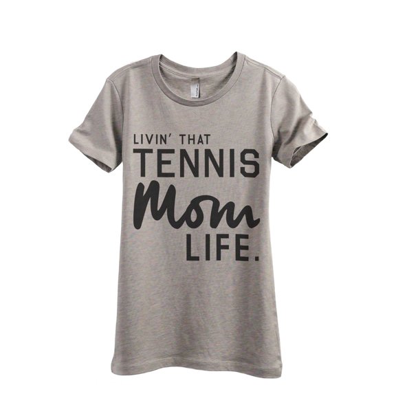 Thread Tank Livin' That Tennis Mom Life Women's Fashion Relaxed Crewneck T-Shirt Tee Heather Tan Large