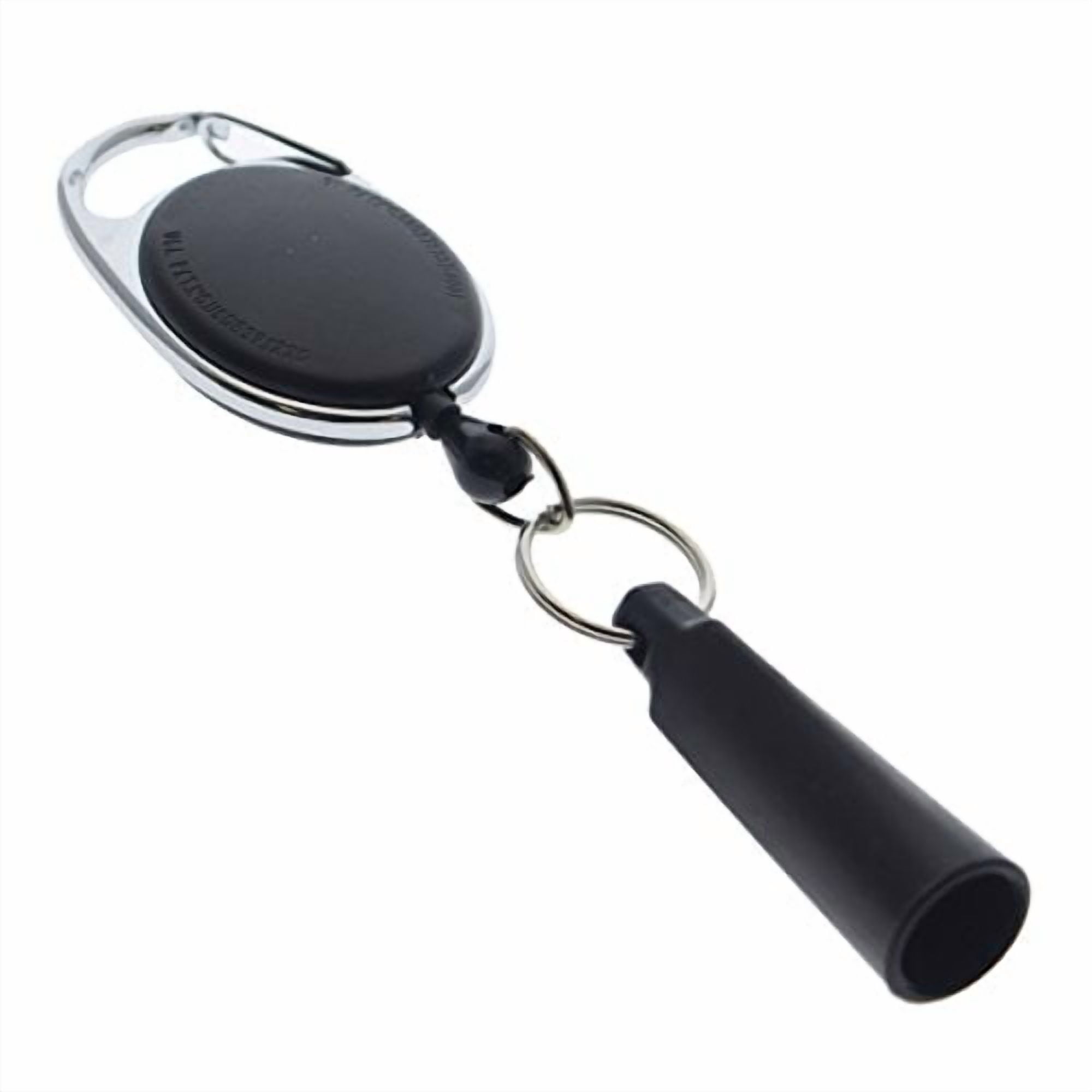 5 Pack - Retractable Pen Reel for Thick Markers & Carpenter Pencils - Carabiner Clip for Apron, Belt Loop or Bag Strap - Great Gift for Baristas, by Reel-N-Rite (Black)