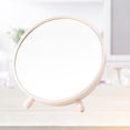 thumbnail image 3 of EeaseCA Nordic Desktop Storage Vanity Mirror Creative Round Desktop Jewelry Sundries Storage Box with Triangle Kickstand (Beige), 3 of 7