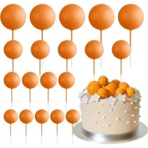NOGIS 20 Pcs Mini Balls Cake Decoration Balloons Silver Cake Topper Foam Bubble Birthday Party Cupcake Topper Ball Shaped Cake Insert Bubble Balls DIY Decor for Wedding Anniversary (Orange)