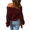 thumbnail image 4 of Seyurigaoka Off-Shoulder Sweaters for Women Slim Fit Long Sleeve Knit Pullovers Cold Shoulder Sweaters Jumper Tops Streetwear, 4 of 5