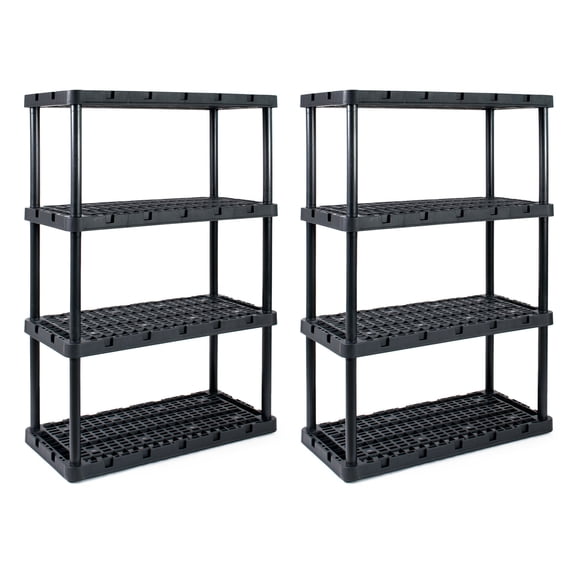 Gracious Living 4 Shelf Knect A Shelf Ventilated Heavy Duty Storage Unit, Black, 2 Pack
