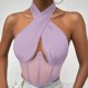 thumbnail image 2 of Chaleco sin mangas con tirantes para mujer - Top corsé con escote irregular, poliéster, verano/fiesta - Tallas XS-L, 2 of 6