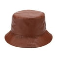 thumbnail image 1 of Light Plate PU Leather Fisherman Hat Women's Pure Color Simple Basin Hat Outdoor Versatile Sunshade Hat, 1 of 2
