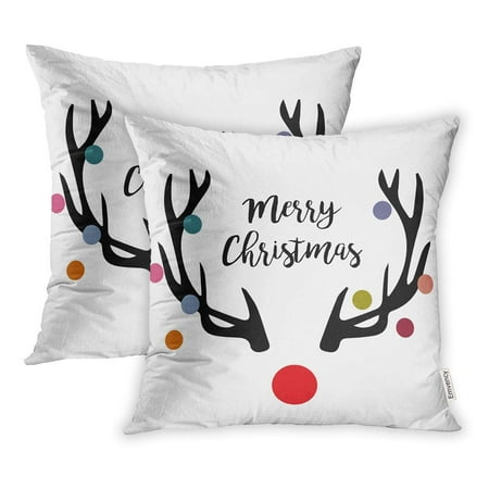 Reindeer Cushion YWOTA Red Reindeer Hipster Christmas Deer Antlers Pink Nose Pillow Cases Cushion Cover 20x20 inch ()