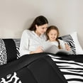thumbnail image 4 of Manfei Abstract Zebra Print 7-Piece Twin Bedding Sets,Cheetah Pattern Bedding Comforter Set,White Black Stripes Sheet Sets For Children,Microfiber Bedroom Decor Reversible, 4 of 8