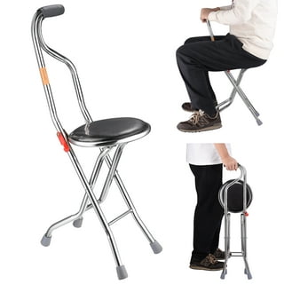 Heavy Duty Walking Cane with Folding Seat 440 lbs Capacity Adjustable Canes  with Seats for Heavy Weight Thick Aluminum Alloy Cane Stool Seat Chairs