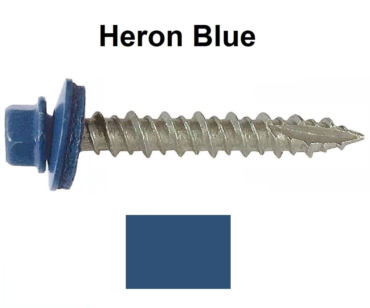 Metal ROOFING SCREWS (250)10 x 2" Heron Blue Hex Head Sheet Metal Roof