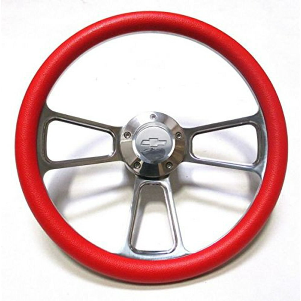 Red Chevy Hot Rod Street Rod Steering Wheel 14" Billet Muscle Style