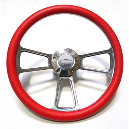 Red Chevy Hot Rod Street Rod Steering Wheel 14" Billet Muscle Style Wheel