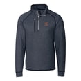thumbnail image 2 of Men's Cutter & Buck  Heather Navy Texas Longhorns Alumni Logo Mainsail Sweater-Knit Half-Zip Pullover Jacket, 2 of 3