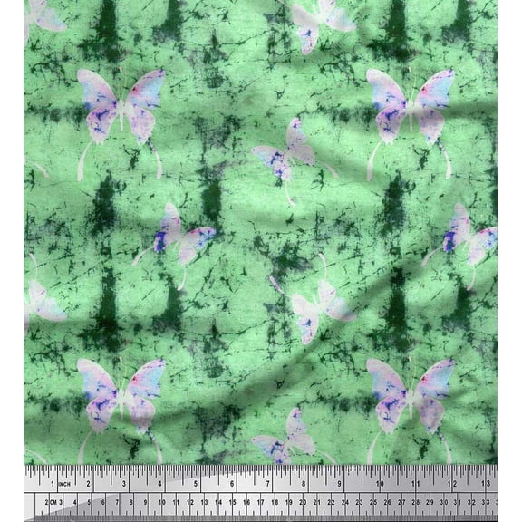 Soimoi Green Cotton Duck Fabric Insect & Texture Print Fabric by The Yard 42 Inch Wide