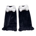 thumbnail image 2 of Dengjunhu 1 Pair Fluffy Ruffles Edge Leg Warmers Autumn Winter Fluffy Bow Decor Foot Warm Socks for Daily Wear, 2 of 7