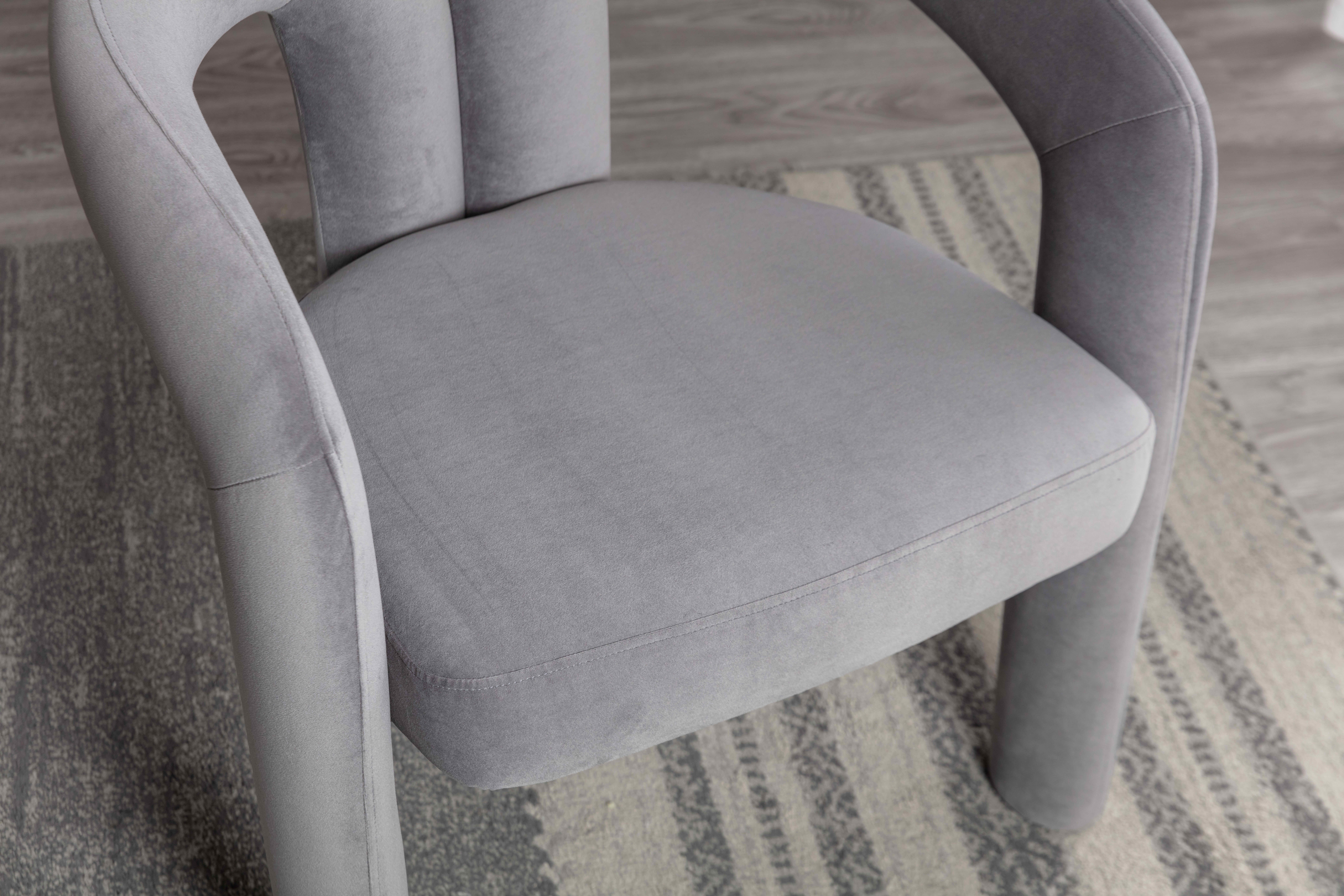 MAYEERTY Set of 2 Velvet Dining Chairs, Curved Back Side Chairs, Wood Legs, 250 lb Capacity, Gray
