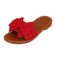 thumbnail image 3 of Domuza Women's Bow Flat Casual Sandals 2026 Summer Comfortable Non-slip Slides Slip On Open Toe Sandals Indoor Outdoor Slippers Shoes Red 10（EU-43）, 3 of 3