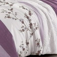 thumbnail image 4 of Chezmoi Collection Everly California King Bed in a Bag 7-Pieces Luxury Lavender Purple Gray Cherry Blossom Floral Embroidery Comforter Set with Sheets All Season Bedding Set, California King, 4 of 10