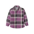 thumbnail image 7 of Penkiiy Kid Button Flannel Thick Shirt Fall Winter Coat Pocketed Shirts Coats Warm Shacket Cardigan Tops Fall/Winter Clothes 7 Years Purple, 7 of 7