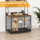 thumbnail image 5 of Historyli Jaula para perros con bandeja extraíble, divisor ajustable, puertas dobles, cuencos de acero inoxidable y 3 estantes de almacenamiento para interiores., 5 of 8