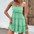 thumbnail image 5 of Ruyang Womens 2024 Summer Floral Mini Dress Boho Flowy Skater Dresses Short Sleeveless Ruffle Spaghetti Strap Dress, 5 of 6