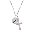 thumbnail image 2 of Delight Jewelry Silvertone Large Script Letter - T - 3/4'' Disc - I Have Plans for You Engraved Cross Zoey Necklace, 28", 2 of 4