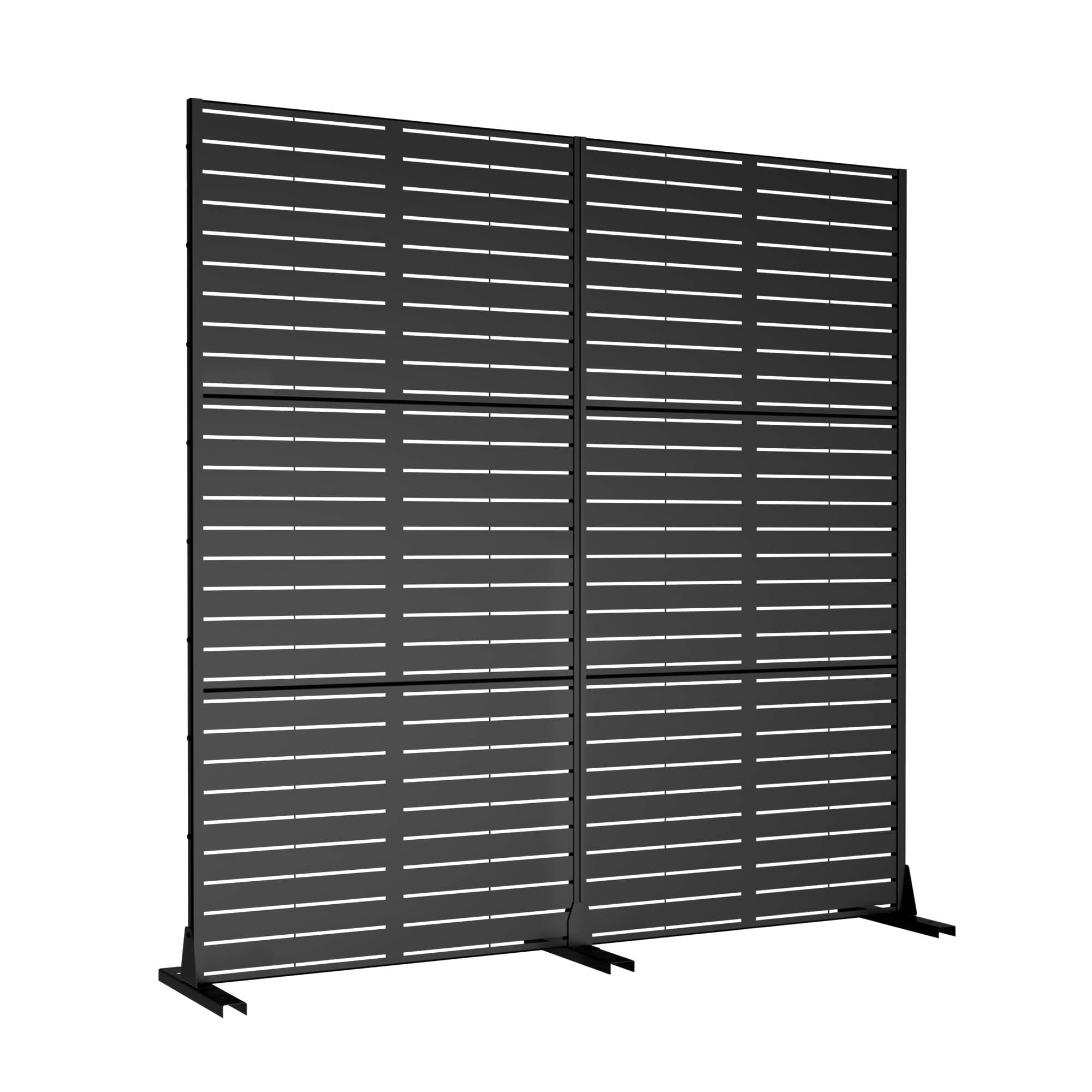 MAYEERTY 72x35x16 Inch Black Louvered Galvanized Steel Privacy Screen, 6 Piece Double Sided Set for Outdoor Street
