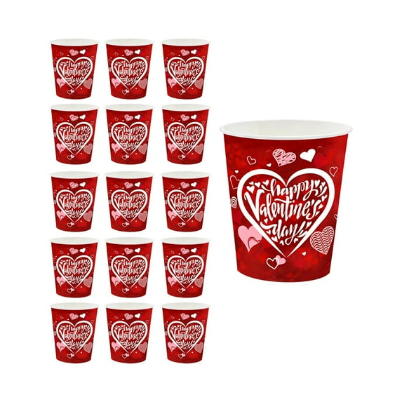 Uuiauoio Red Heart Valentines Day Party Decorations Plates and Napkins Sets Party Supplies Disposable Dinnerware Plates Cups Napkin Baby Shower Birthday Decorations(16 Cups)