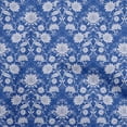 thumbnail image 1 of oneOone Silk Tabby Medium Blue Fabric Floral Craft Projects Decor Fabric Printed By The Yard 42 Inch Wide, 1 of 4