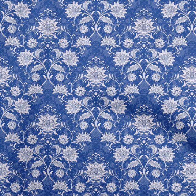 oneOone Silk Tabby Medium Blue Fabric Floral Craft Projects Decor Fabric Printed By The Yard 42 Inch Wide