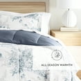 thumbnail image 6 of Noble Linens Down Alternative Bamboo Leaves Blue Stone Reversible Comforter Set, 6 of 8