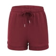 thumbnail image 4 of MIXUE Shorts For Women Summer Solid Color Cotton Elastic High Waist Drawstring Casual Comfortable Shorts Streetwear,Red,L, 4 of 6