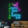 thumbnail image 3 of Handmadetneonsign Italian Pasta Steak & Martini Bar Led Sign, Martini Neon Light, Martini Cocktail, 3 of 5
