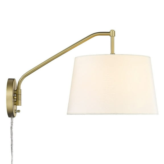 Wry Lighting Ryleigh 1-light Swing Arm in Brushed Champagne Brass and Modern White shade