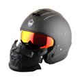 thumbnail image 3 of Martian Genuine Real Carbon Fiber Motorcycle Open Face Helmet HB-B2 Matt Carbon Black + Golden Lens, DOT Approved, 3 of 7