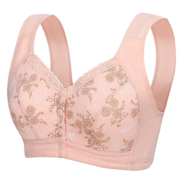 Women Sexy Lace Front Buckle Prints Underwear Without Rims Vest Lace Plus Size Bra Underwear