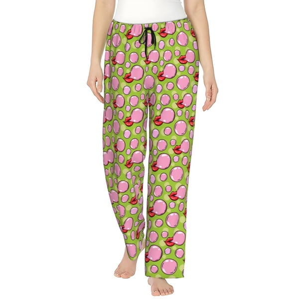 Balery Lips blowing bubble gum Pantalones de pijama para mujer, pijamas ultraligeros, pantalones de estar por casa-XX-Large